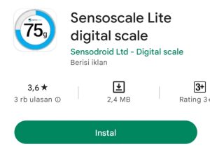 Aplikasi Sensoscale Lite Digital Scale
